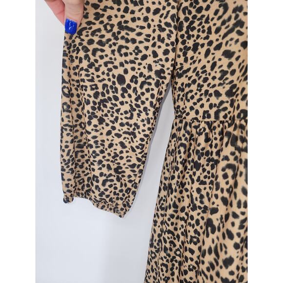 Pull & Bear Leopard Print Tiered Maxi Dress Women’s Size Small - Picture 5 of 11